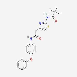 molecular formula C22H23N3O3S B3304314 N-(4-(2-oxo-2-((4-phenoxyphenyl)amino)ethyl)thiazol-2-yl)pivalamide CAS No. 921776-34-3
