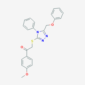 molecular formula C24H21N3O3S B330432 1-(4-methoxyphenyl)-2-{[5-(phenoxymethyl)-4-phenyl-4H-1,2,4-triazol-3-yl]sulfanyl}ethanone 