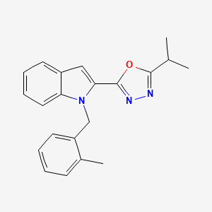 molecular formula C21H21N3O B3304324 2-(5-isopropyl-1,3,4-oxadiazol-2-yl)-1-(2-methylbenzyl)-1H-indole CAS No. 921779-87-5