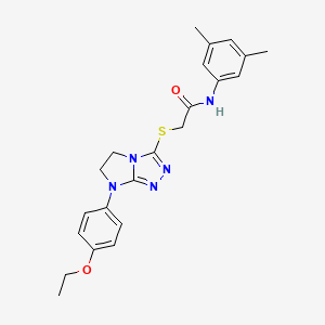 molecular formula C22H25N5O2S B3304357 N-(3,5-dimethylphenyl)-2-((7-(4-ethoxyphenyl)-6,7-dihydro-5H-imidazo[2,1-c][1,2,4]triazol-3-yl)thio)acetamide CAS No. 921789-55-1
