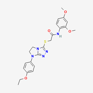 molecular formula C22H25N5O4S B3304359 N-(2,4-dimethoxyphenyl)-2-((7-(4-ethoxyphenyl)-6,7-dihydro-5H-imidazo[2,1-c][1,2,4]triazol-3-yl)thio)acetamide CAS No. 921789-64-2