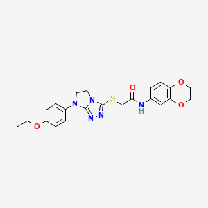 molecular formula C22H23N5O4S B3304360 N-(2,3-dihydro-1,4-benzodioxin-6-yl)-2-{[7-(4-ethoxyphenyl)-6,7-dihydro-5H-imidazo[2,1-c][1,2,4]triazol-3-yl]thio}acetamide CAS No. 921789-67-5