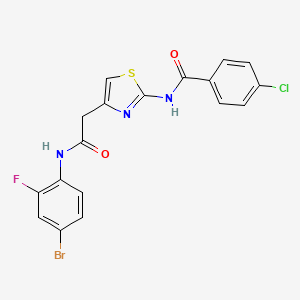 molecular formula C18H12BrClFN3O2S B3304369 N-(4-(2-((4-bromo-2-fluorophenyl)amino)-2-oxoethyl)thiazol-2-yl)-4-chlorobenzamide CAS No. 921791-30-2