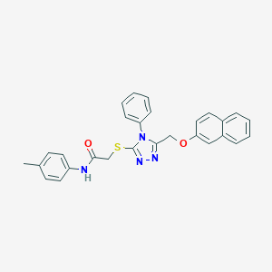 molecular formula C28H24N4O2S B330437 N-(4-methylphenyl)-2-({5-[(2-naphthyloxy)methyl]-4-phenyl-4H-1,2,4-triazol-3-yl}sulfanyl)acetamide 