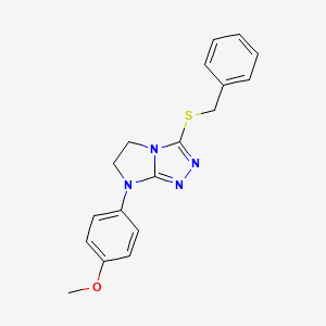molecular formula C18H18N4OS B3304371 3-(benzylthio)-7-(4-methoxyphenyl)-6,7-dihydro-5H-imidazo[2,1-c][1,2,4]triazole CAS No. 921791-36-8