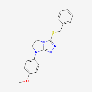 molecular formula C18H18N4OS B3304371 3-(benzylsulfanyl)-7-(4-methoxyphenyl)-5H,6H,7H-imidazo[2,1-c][1,2,4]triazole CAS No. 921791-36-8