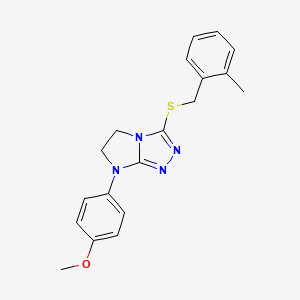 molecular formula C19H20N4OS B3304373 7-(4-methoxyphenyl)-3-((2-methylbenzyl)thio)-6,7-dihydro-5H-imidazo[2,1-c][1,2,4]triazole CAS No. 921791-41-5