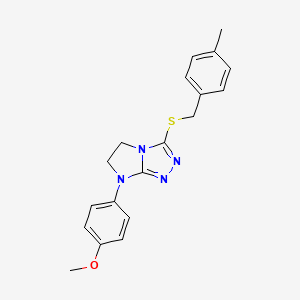 molecular formula C19H20N4OS B3304378 7-(4-methoxyphenyl)-3-((4-methylbenzyl)thio)-6,7-dihydro-5H-imidazo[2,1-c][1,2,4]triazole CAS No. 921791-46-0