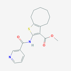 molecular formula C18H20N2O3S B330438 Methyl 2-[(3-pyridinylcarbonyl)amino]-4,5,6,7,8,9-hexahydrocycloocta[b]thiophene-3-carboxylate 