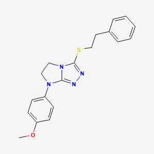 molecular formula C19H20N4OS B3304391 7-(4-methoxyphenyl)-3-(phenethylthio)-6,7-dihydro-5H-imidazo[2,1-c][1,2,4]triazole CAS No. 921791-76-6
