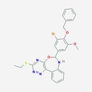 molecular formula C26H23BrN4O3S B330440 6-[4-(Benzyloxy)-3-bromo-5-methoxyphenyl]-3-(ethylsulfanyl)-6,7-dihydro[1,2,4]triazino[5,6-d][3,1]benzoxazepine 