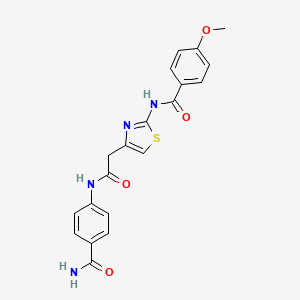 molecular formula C20H18N4O4S B3304400 N-(4-(2-((4-carbamoylphenyl)amino)-2-oxoethyl)thiazol-2-yl)-4-methoxybenzamide CAS No. 921792-77-0
