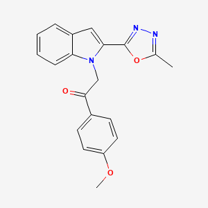 molecular formula C20H17N3O3 B3304413 1-(4-methoxyphenyl)-2-(2-(5-methyl-1,3,4-oxadiazol-2-yl)-1H-indol-1-yl)ethanone CAS No. 921800-22-8