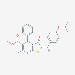 molecular formula C25H24N2O4S B330442 methyl 2-(4-isopropoxybenzylidene)-7-methyl-3-oxo-5-phenyl-2,3-dihydro-5H-[1,3]thiazolo[3,2-a]pyrimidine-6-carboxylate 