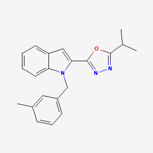 molecular formula C21H21N3O B3304428 2-(5-isopropyl-1,3,4-oxadiazol-2-yl)-1-(3-methylbenzyl)-1H-indole CAS No. 921801-35-6