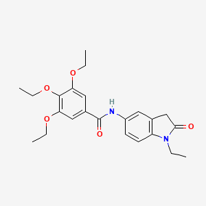 molecular formula C23H28N2O5 B3304461 3,4,5-triethoxy-N-(1-ethyl-2-oxo-2,3-dihydro-1H-indol-5-yl)benzamide CAS No. 921813-08-3