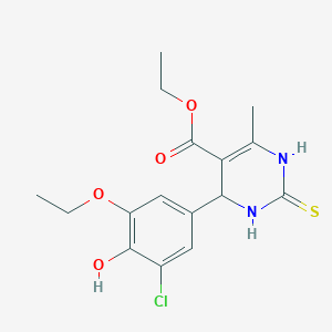 molecular formula C16H19ClN2O4S B330447 Ethyl 4-(3-chloro-5-ethoxy-4-hydroxyphenyl)-6-methyl-2-thioxo-1,2,3,4-tetrahydro-5-pyrimidinecarboxylate 