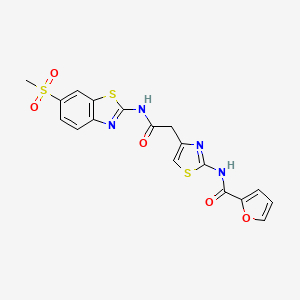 molecular formula C18H14N4O5S3 B3304484 N-(4-(2-((6-(methylsulfonyl)benzo[d]thiazol-2-yl)amino)-2-oxoethyl)thiazol-2-yl)furan-2-carboxamide CAS No. 921820-28-2
