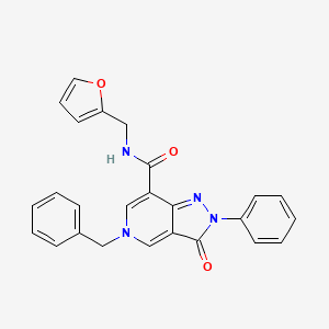 molecular formula C25H20N4O3 B3304488 5-benzyl-N-(furan-2-ylmethyl)-3-oxo-2-phenyl-3,5-dihydro-2H-pyrazolo[4,3-c]pyridine-7-carboxamide CAS No. 921821-37-6