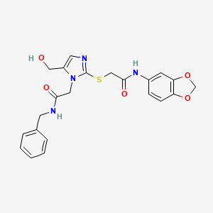 molecular formula C22H22N4O5S B3304502 2-[2-{[2-(1,3-benzodioxol-5-ylamino)-2-oxoethyl]thio}-5-(hydroxymethyl)-1H-imidazol-1-yl]-N-benzylacetamide CAS No. 921822-20-0