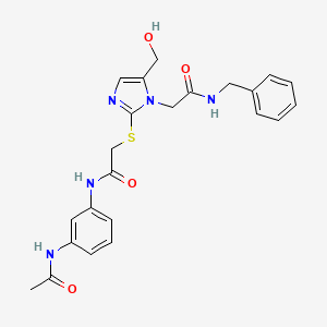 molecular formula C23H25N5O4S B3304507 2-[2-[(2-{[3-(acetylamino)phenyl]amino}-2-oxoethyl)thio]-5-(hydroxymethyl)-1H-imidazol-1-yl]-N-benzylacetamide CAS No. 921822-28-8