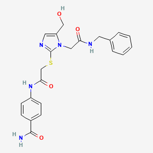 4-[2-({1-[(benzylcarbamoyl)methyl]-5-(hydroxymethyl)-1H-imidazol-2-yl}sulfanyl)acetamido]benzamide