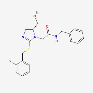 molecular formula C21H23N3O2S B3304512 N-benzyl-2-(5-(hydroxymethyl)-2-((2-methylbenzyl)thio)-1H-imidazol-1-yl)acetamide CAS No. 921822-37-9