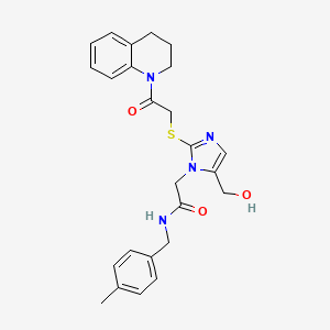 2-(2-((2-(3,4-dihydroquinolin-1(2H)-yl)-2-oxoethyl)thio)-5-(hydroxymethyl)-1H-imidazol-1-yl)-N-(4-methylbenzyl)acetamide