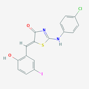 molecular formula C16H10ClIN2O2S B330452 (5Z)-2-(4-chloroanilino)-5-[(2-hydroxy-5-iodophenyl)methylidene]-1,3-thiazol-4-one 