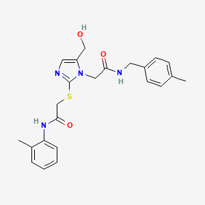molecular formula C23H26N4O3S B3304520 2-((5-(hydroxymethyl)-1-(2-((4-methylbenzyl)amino)-2-oxoethyl)-1H-imidazol-2-yl)thio)-N-(o-tolyl)acetamide CAS No. 921822-61-9
