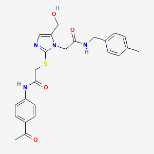 molecular formula C24H26N4O4S B3304526 2-[2-({2-[(4-acetylphenyl)amino]-2-oxoethyl}thio)-5-(hydroxymethyl)-1H-imidazol-1-yl]-N-(4-methylbenzyl)acetamide CAS No. 921822-85-7