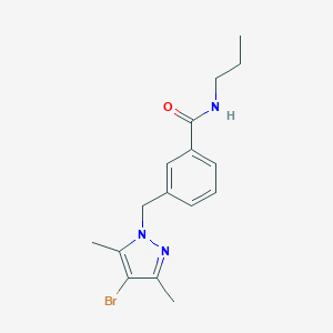 molecular formula C16H20BrN3O B330453 3-[(4-bromo-3,5-dimethyl-1H-pyrazol-1-yl)methyl]-N-propylbenzamide 