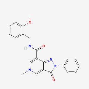 molecular formula C22H20N4O3 B3304545 N-(2-methoxybenzyl)-5-methyl-3-oxo-2-phenyl-3,5-dihydro-2H-pyrazolo[4,3-c]pyridine-7-carboxamide CAS No. 921832-58-8