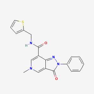 molecular formula C19H16N4O2S B3304550 5-methyl-3-oxo-2-phenyl-N-(thiophen-2-ylmethyl)-3,5-dihydro-2H-pyrazolo[4,3-c]pyridine-7-carboxamide CAS No. 921832-61-3