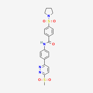 molecular formula C22H22N4O5S2 B3304597 N-(4-(6-(methylsulfonyl)pyridazin-3-yl)phenyl)-4-(pyrrolidin-1-ylsulfonyl)benzamide CAS No. 921839-32-9