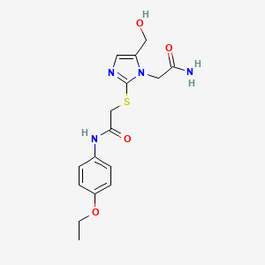 2-((1-(2-amino-2-oxoethyl)-5-(hydroxymethyl)-1H-imidazol-2-yl)thio)-N-(4-ethoxyphenyl)acetamide