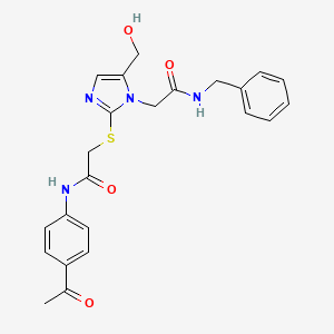 molecular formula C23H24N4O4S B3304624 2-[2-({2-[(4-acetylphenyl)amino]-2-oxoethyl}thio)-5-(hydroxymethyl)-1H-imidazol-1-yl]-N-benzylacetamide CAS No. 921846-70-0