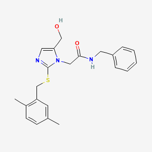 molecular formula C22H25N3O2S B3304629 N-benzyl-2-(2-((2,5-dimethylbenzyl)thio)-5-(hydroxymethyl)-1H-imidazol-1-yl)acetamide CAS No. 921846-86-8