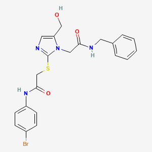 molecular formula C21H21BrN4O3S B3304636 2-{[1-[2-(benzylamino)-2-oxoethyl]-5-(hydroxymethyl)-1H-imidazol-2-yl]thio}-N-(4-bromophenyl)acetamide CAS No. 921847-01-0