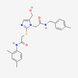 molecular formula C24H28N4O3S B3304644 2-[2-({2-[(2,4-dimethylphenyl)amino]-2-oxoethyl}thio)-5-(hydroxymethyl)-1H-imidazol-1-yl]-N-(4-methylbenzyl)acetamide CAS No. 921847-26-9