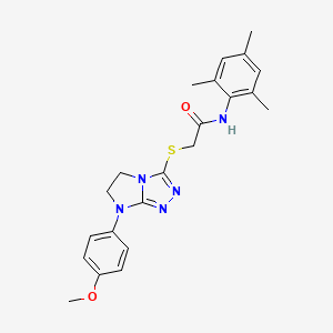 molecular formula C22H25N5O2S B3304661 N-mesityl-2-((7-(4-methoxyphenyl)-6,7-dihydro-5H-imidazo[2,1-c][1,2,4]triazol-3-yl)thio)acetamide CAS No. 921858-00-6