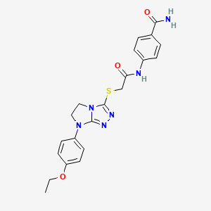molecular formula C21H22N6O3S B3304691 4-[({[7-(4-ethoxyphenyl)-6,7-dihydro-5H-imidazo[2,1-c][1,2,4]triazol-3-yl]thio}acetyl)amino]benzamide CAS No. 921858-87-9
