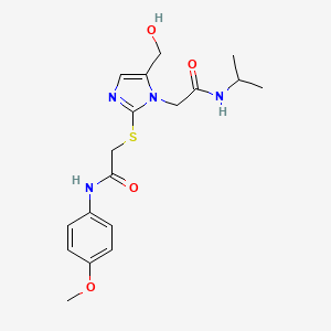 molecular formula C18H24N4O4S B3304780 2-((5-(hydroxymethyl)-1-(2-(isopropylamino)-2-oxoethyl)-1H-imidazol-2-yl)thio)-N-(4-methoxyphenyl)acetamide CAS No. 921867-01-8