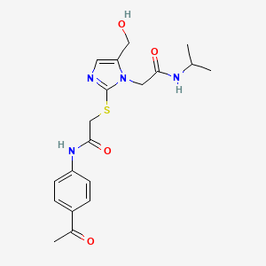 molecular formula C19H24N4O4S B3304785 2-[2-({2-[(4-acetylphenyl)amino]-2-oxoethyl}thio)-5-(hydroxymethyl)-1H-imidazol-1-yl]-N-isopropylacetamide CAS No. 921867-13-2