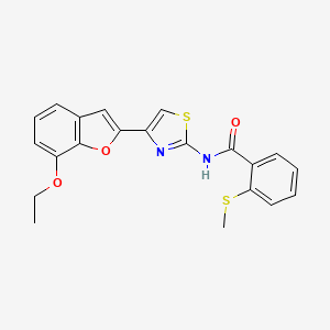 molecular formula C21H18N2O3S2 B3304787 N-(4-(7-ethoxybenzofuran-2-yl)thiazol-2-yl)-2-(methylthio)benzamide CAS No. 921871-43-4