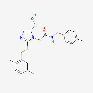 2-(2-((2,5-dimethylbenzyl)thio)-5-(hydroxymethyl)-1H-imidazol-1-yl)-N-(4-methylbenzyl)acetamide