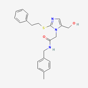 molecular formula C22H25N3O2S B3304794 2-(5-(hydroxymethyl)-2-(phenethylthio)-1H-imidazol-1-yl)-N-(4-methylbenzyl)acetamide CAS No. 921875-26-5