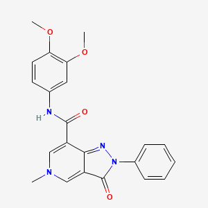 molecular formula C22H20N4O4 B3304796 N-(3,4-dimethoxyphenyl)-5-methyl-3-oxo-2-phenyl-2H,3H,5H-pyrazolo[4,3-c]pyridine-7-carboxamide CAS No. 921880-24-2