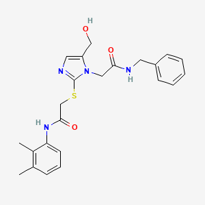 molecular formula C23H26N4O3S B3304813 2-{[1-[2-(benzylamino)-2-oxoethyl]-5-(hydroxymethyl)-1H-imidazol-2-yl]thio}-N-(2,3-dimethylphenyl)acetamide CAS No. 921886-10-4