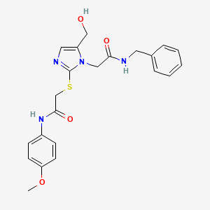 molecular formula C22H24N4O4S B3304815 2-{[1-[2-(benzylamino)-2-oxoethyl]-5-(hydroxymethyl)-1H-imidazol-2-yl]thio}-N-(4-methoxyphenyl)acetamide CAS No. 921886-16-0